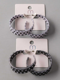 FASHION ASSORTED BLACK & WHITE POLKA DOTS HOOPS EARRINGS