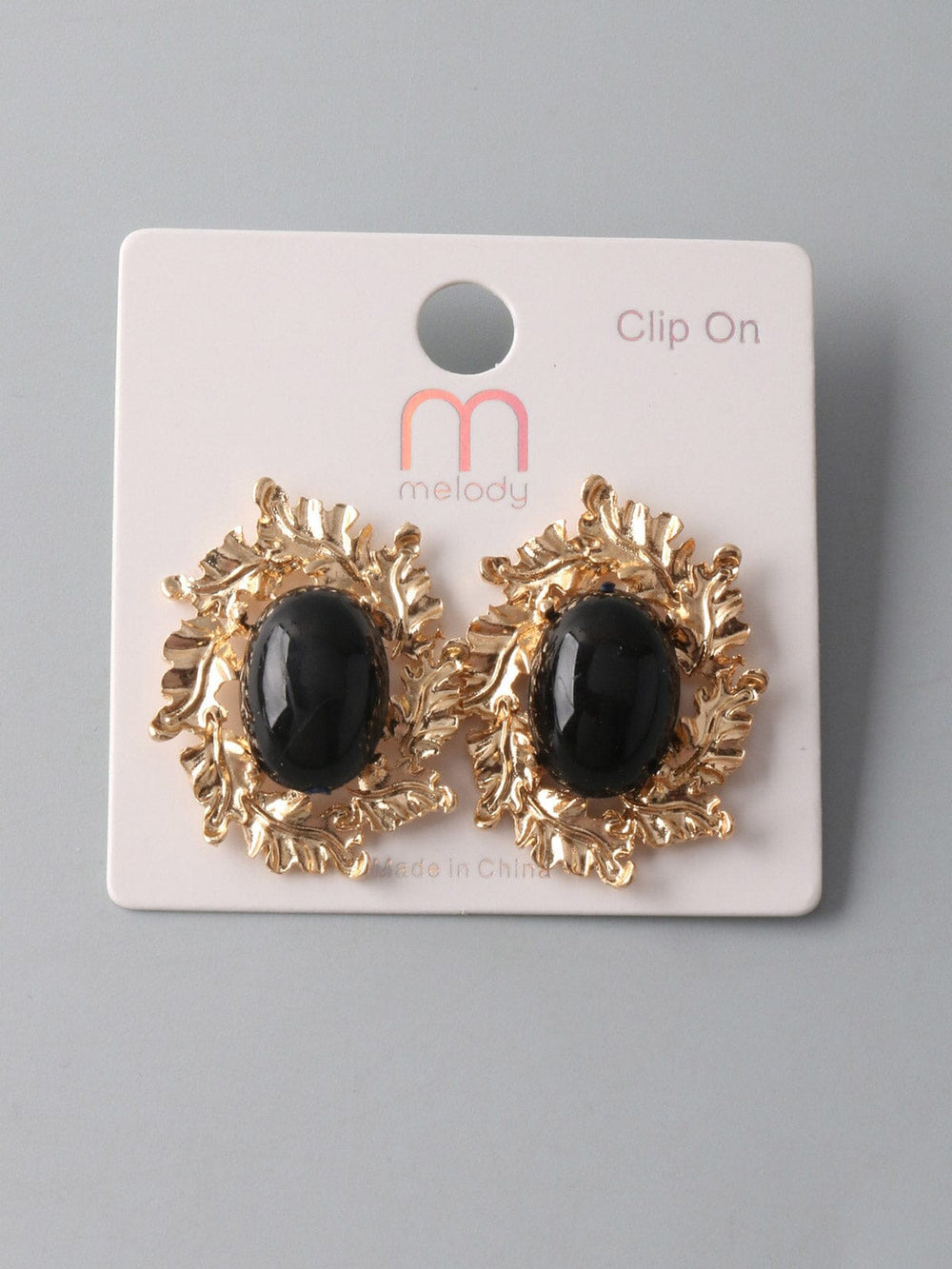 FASHION BLACK GOLD STONE EARRINGS