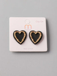 FASHION GOLD & BLACK HEART EARRINGS