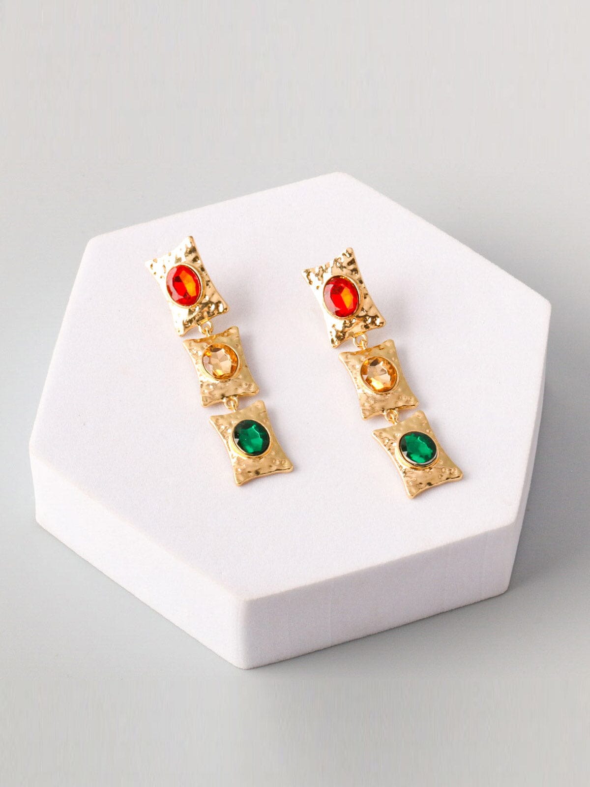 WOMEN'S GOLD MULTI STONES EARRINGS