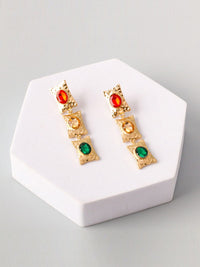 WOMEN'S GOLD MULTI STONES EARRINGS