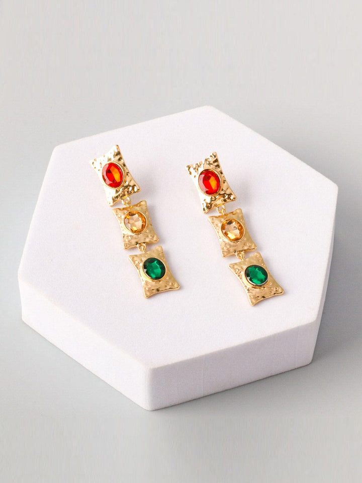 WOMEN'S GOLD MULTI STONES EARRINGS