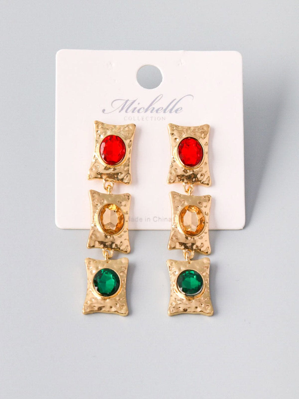 WOMEN'S GOLD MULTI STONES EARRINGS