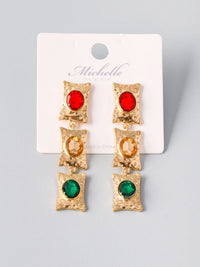 WOMEN'S GOLD MULTI STONES EARRINGS