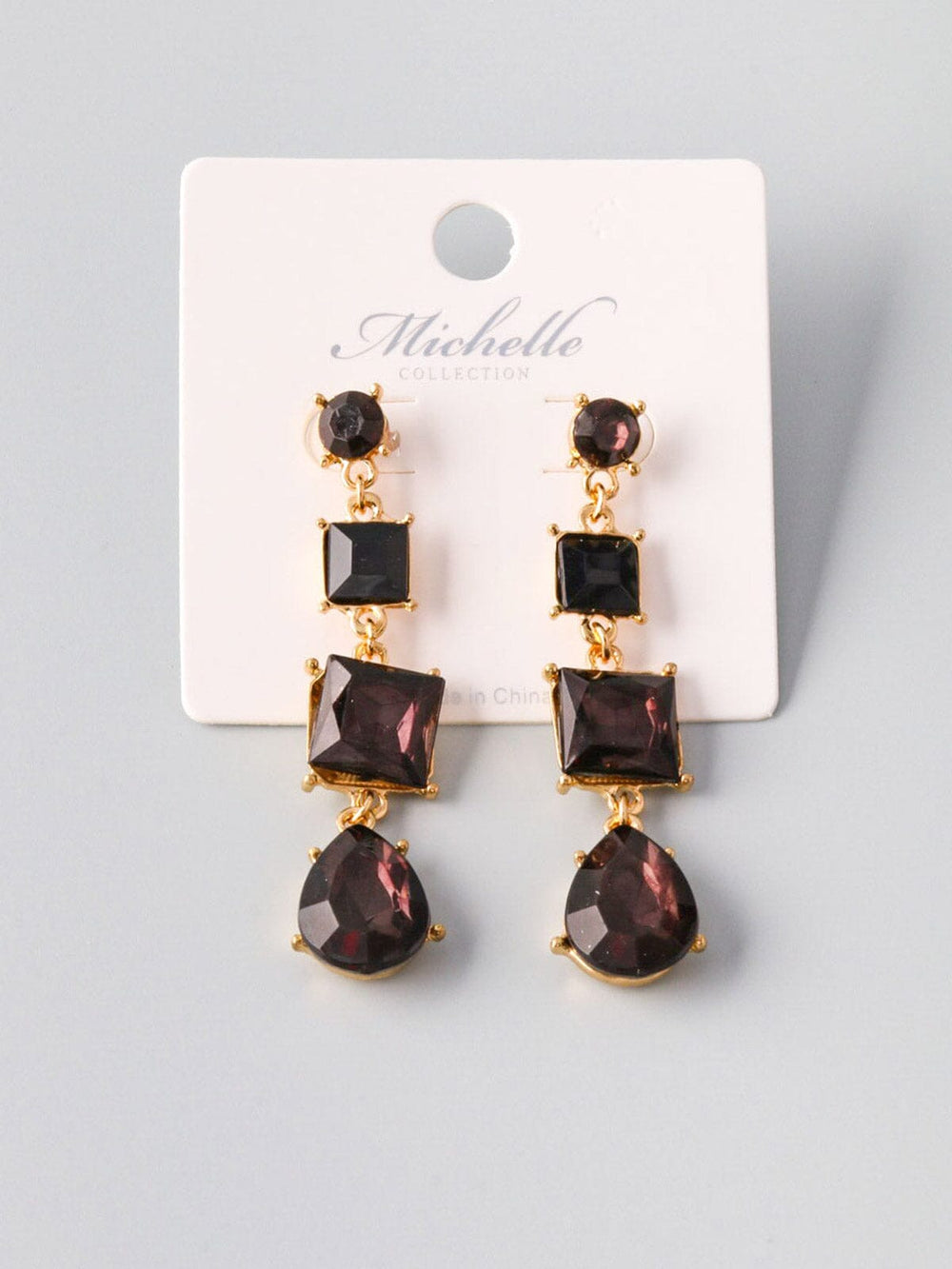 WOMEN'S GOLD BLACK STONES EARRINGS