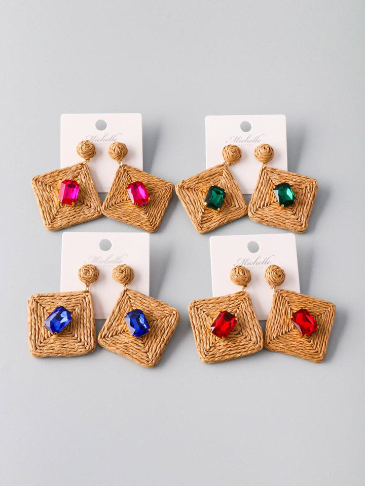 FASHION ASSORTED COLORS STONES EARRINGS