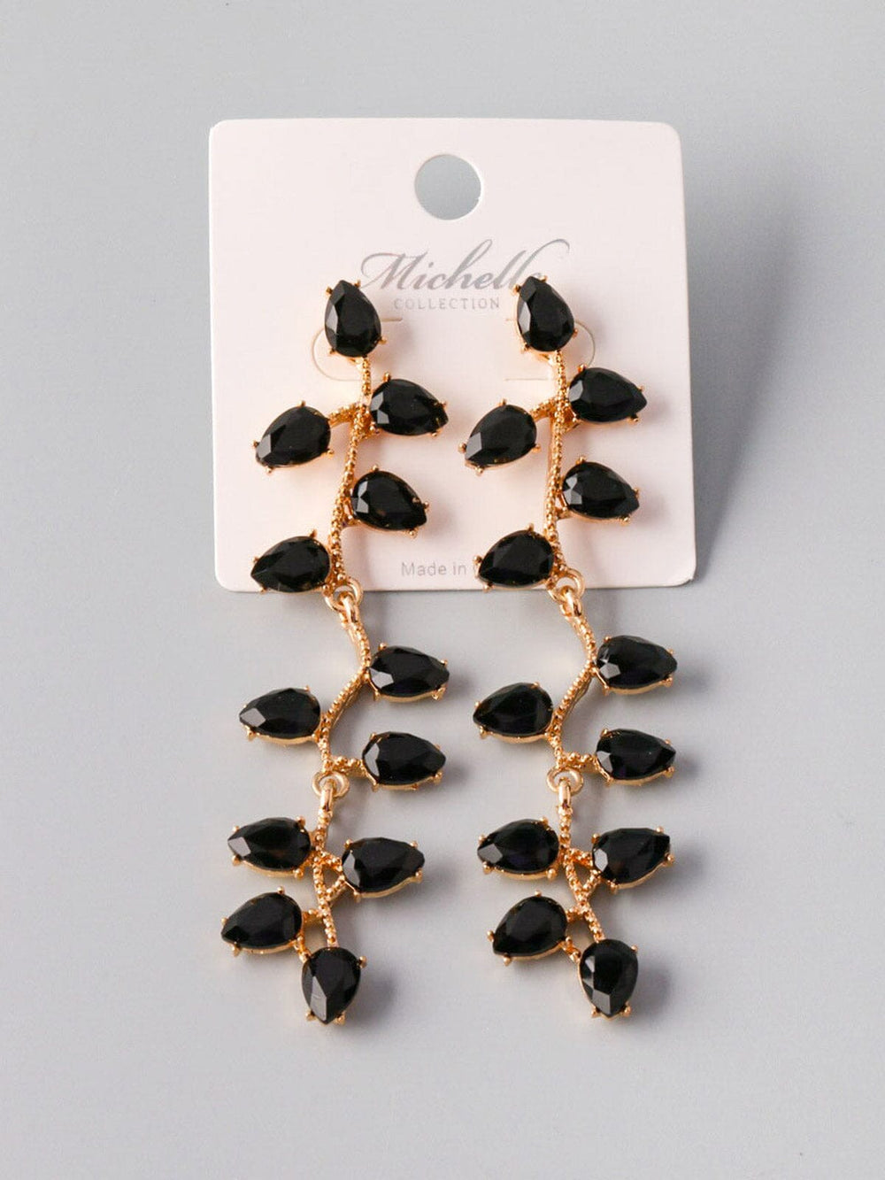 WOMEN'S GOLD BLACK STONES EARRINGS
