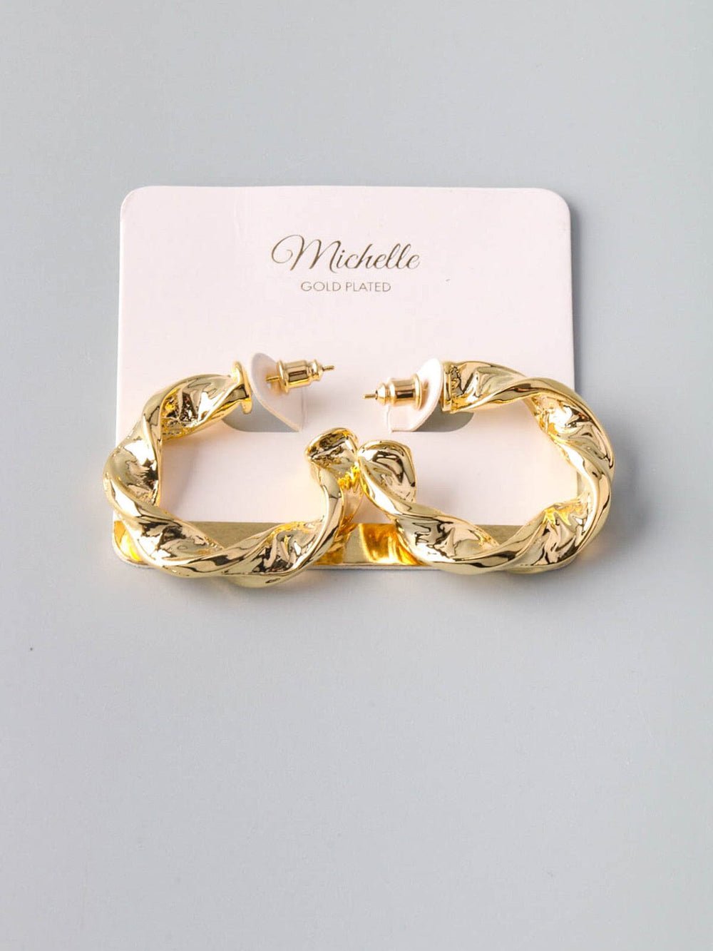 WOMEN'S GOLD TWIST HOOPS EARRINGS