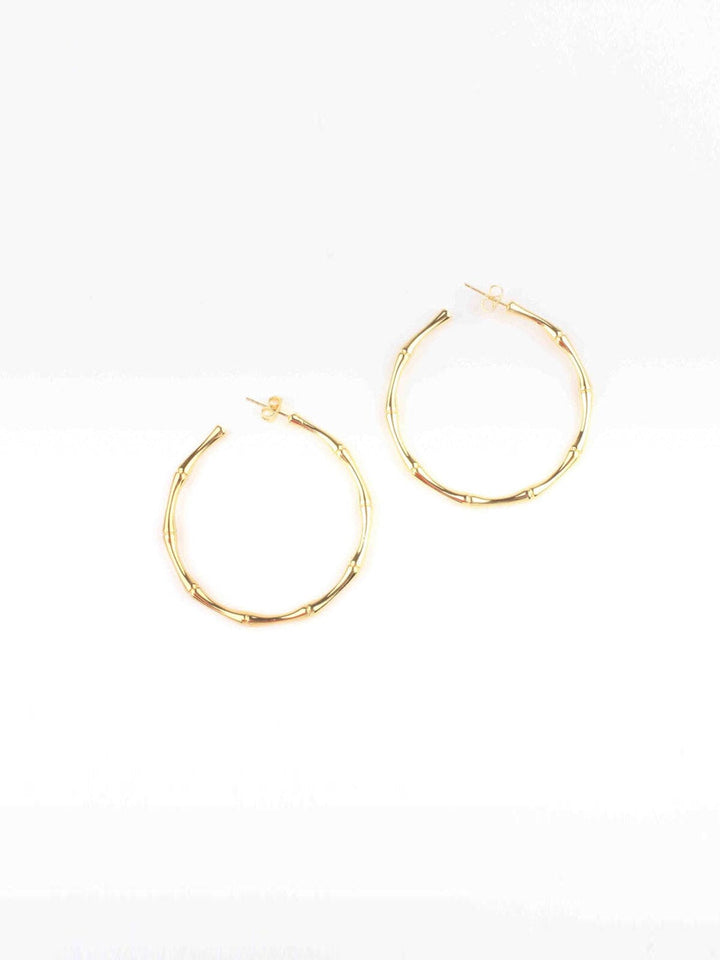 WOMEN'S GOLD BAMBOO HOOPS EARRINGS