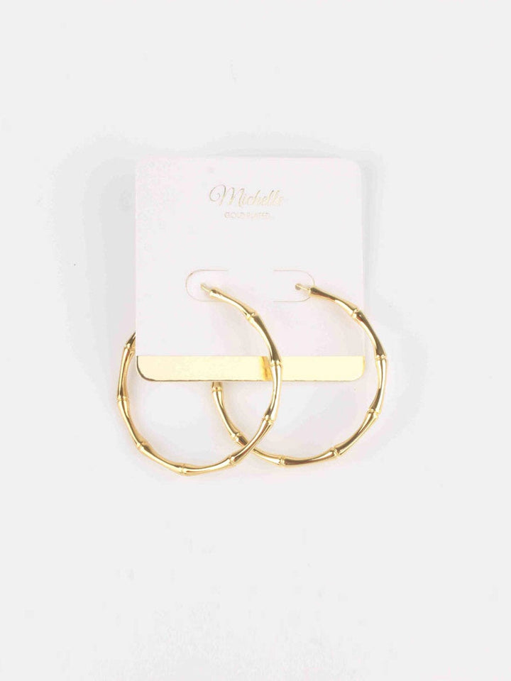 WOMEN'S GOLD BAMBOO HOOPS EARRINGS