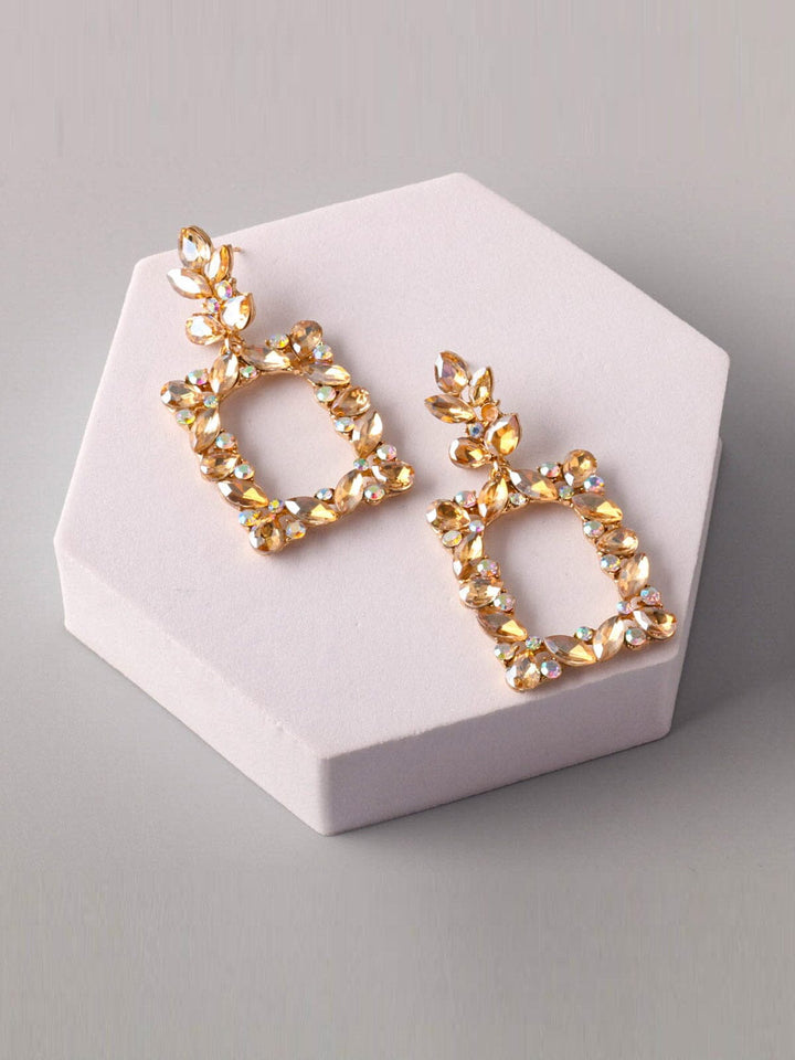 WOMEN'S GOLD STONES SQUARE EARRINGS