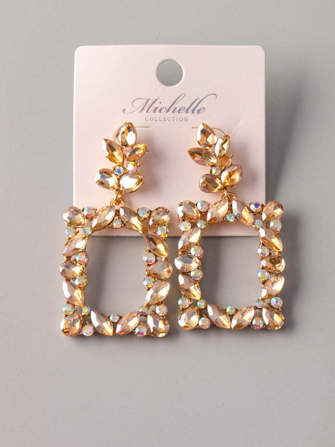 WOMEN'S GOLD STONES SQUARE EARRINGS