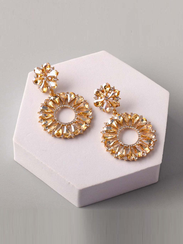 WOMEN'S GOLD STONES HOOPS EARRINGS