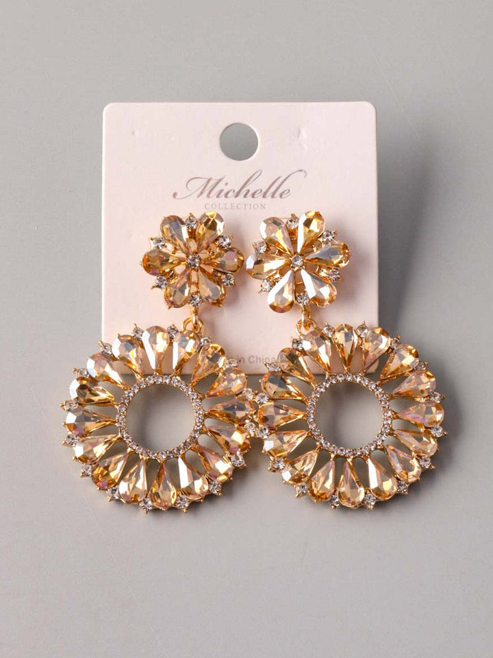 WOMEN'S GOLD STONES HOOPS EARRINGS