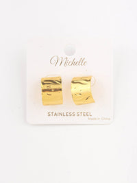 WOMEN'S STAINLESS STELL HALF HOOP EARRINGS
