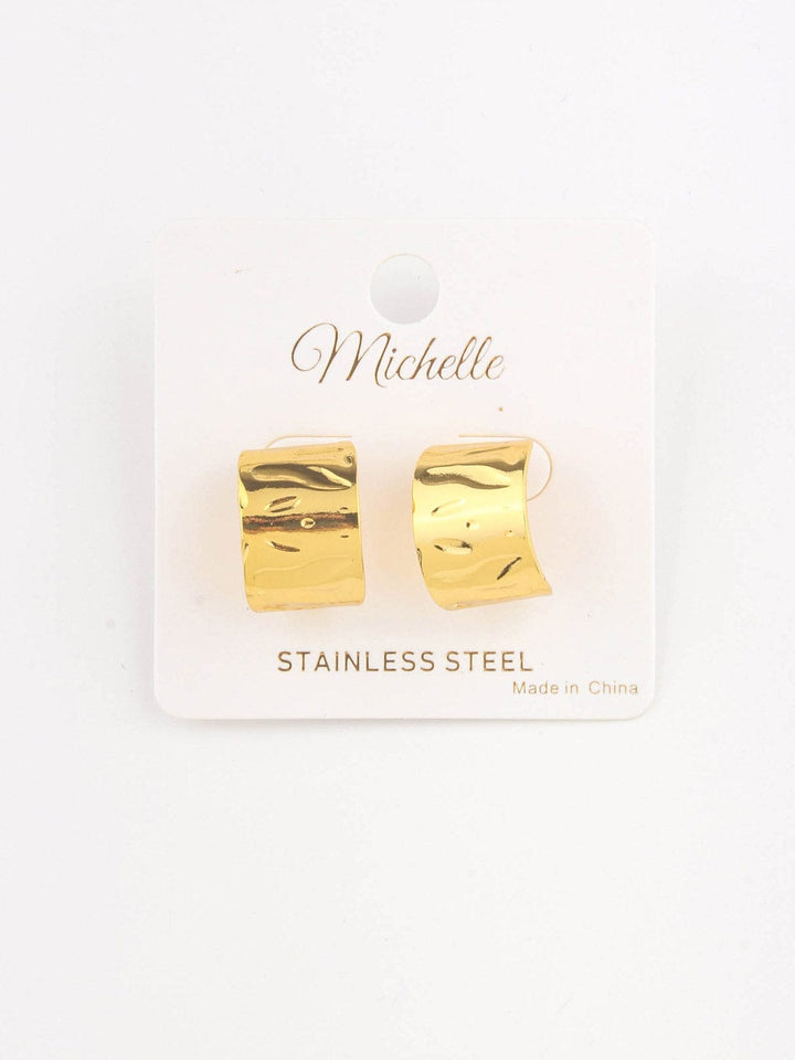 WOMEN'S STAINLESS STELL HALF HOOP EARRINGS