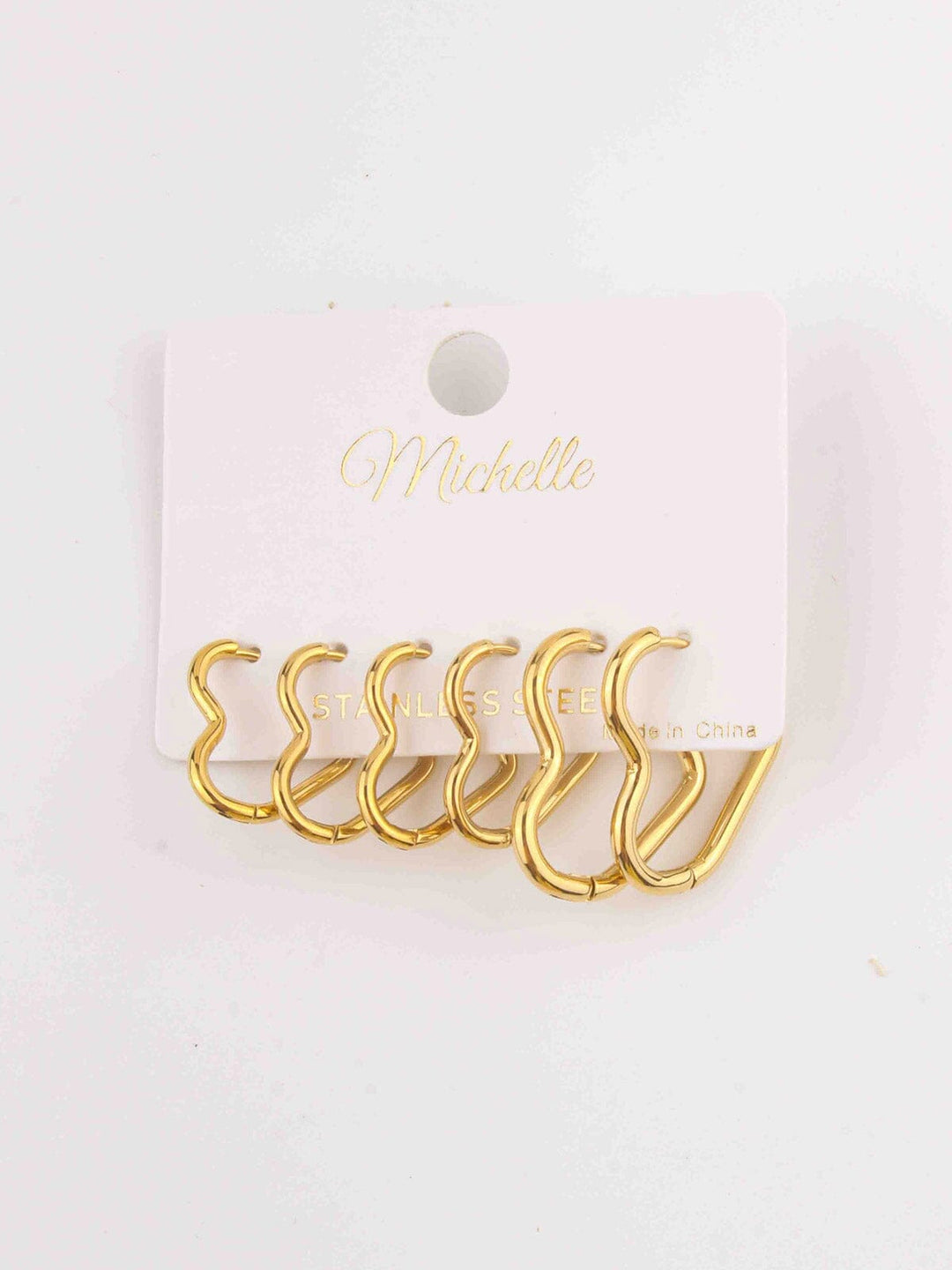 WOMEN'S GOLD STAINLESS STEEL HEART EARRINGS