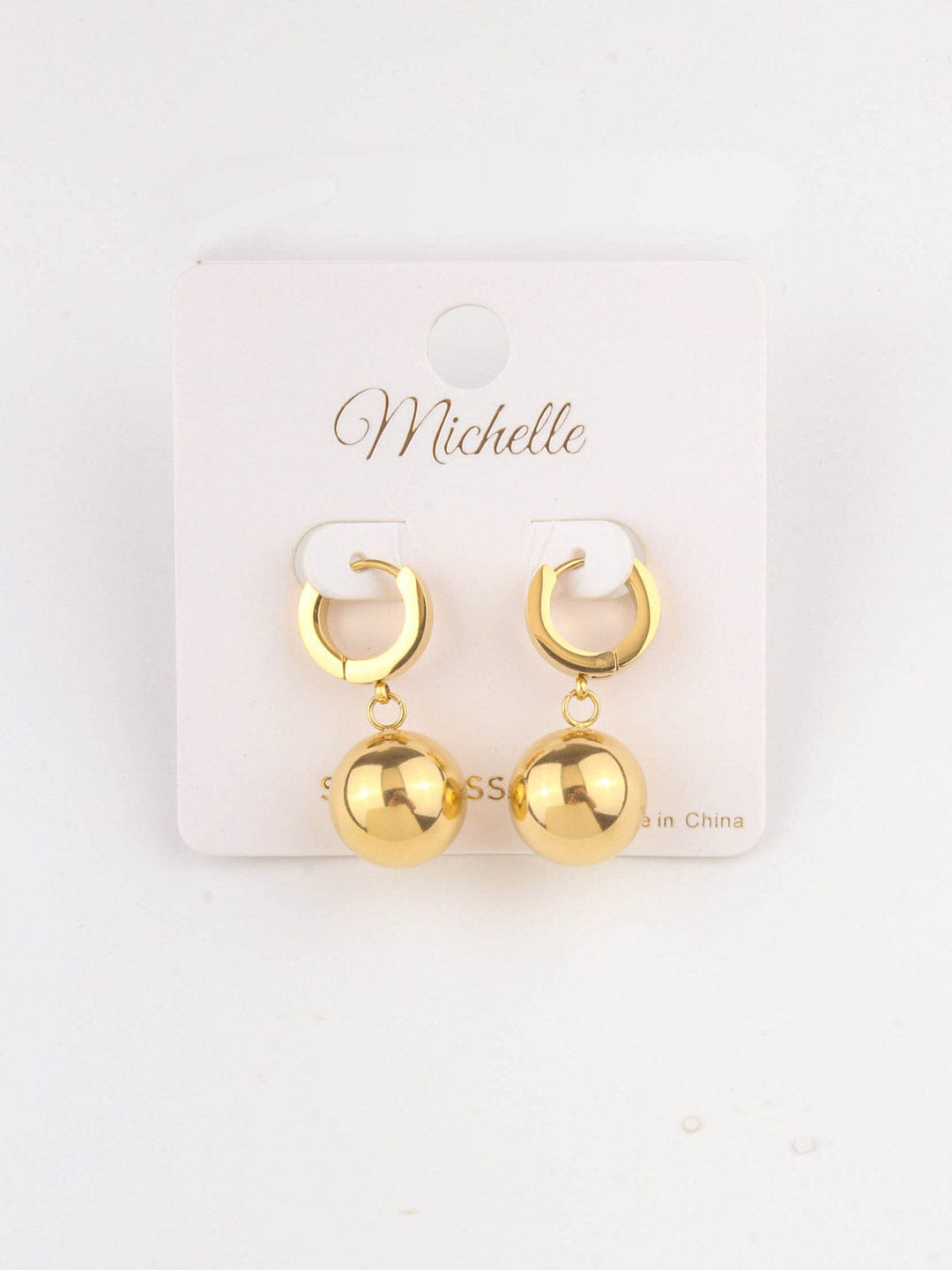 WOMEN'S STAINLESS STELL HOOPS & BALL EARRINGS