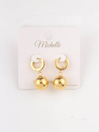 WOMEN'S STAINLESS STELL HOOPS & BALL EARRINGS