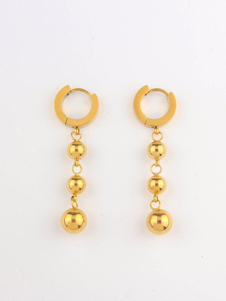 WOMEN'S STAINLESS STELL HOOPS & BALLS EARRINGS