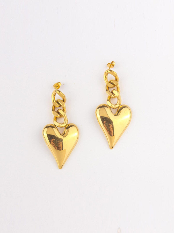 WOMEN'S STAINLESS STELL CHAIN & HEART EARRINGS