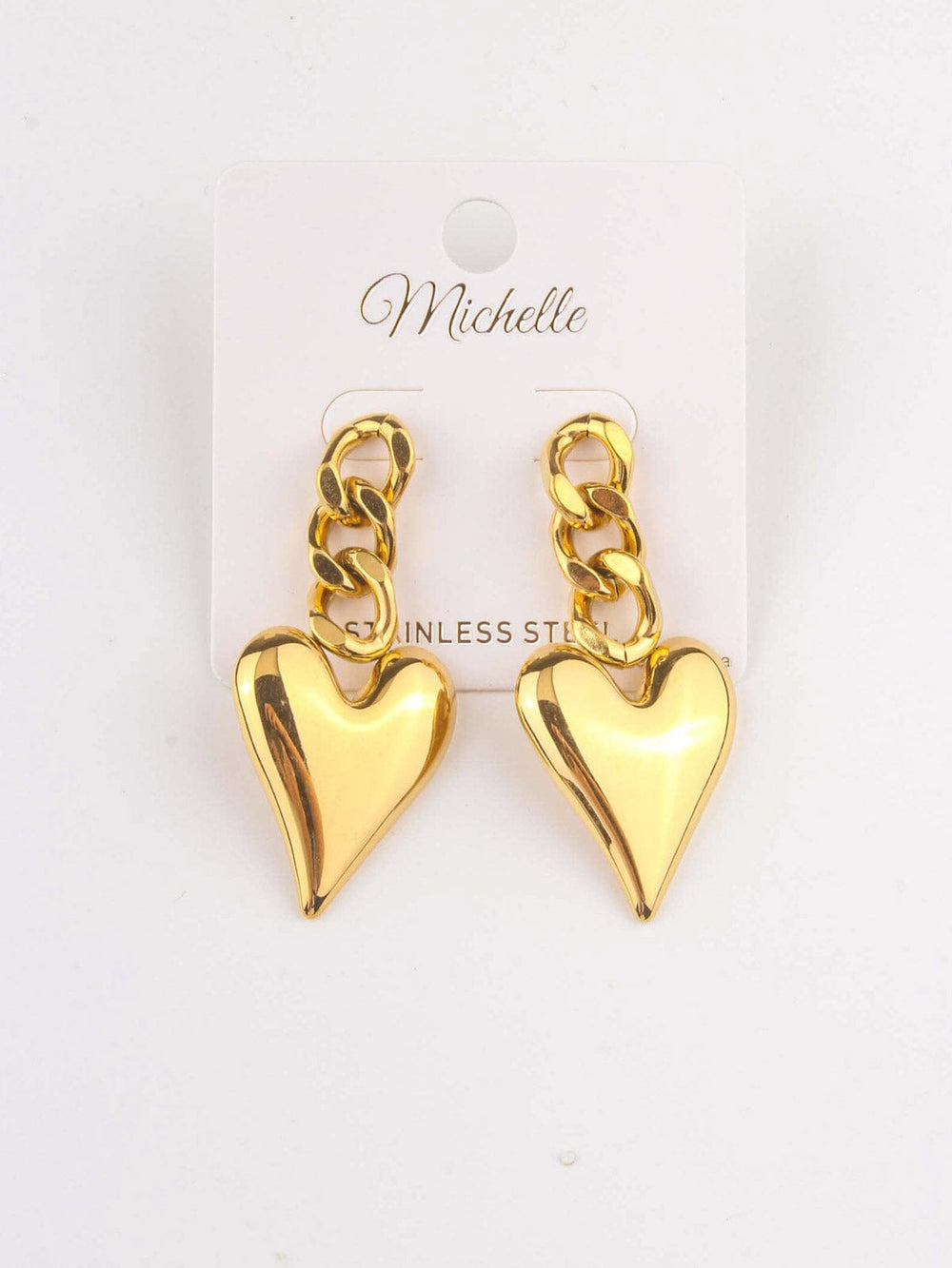 WOMEN'S STAINLESS STELL CHAIN & HEART EARRINGS