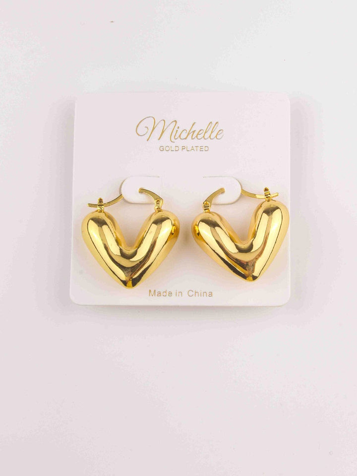 WOMEN'S GOLD PLATED HEART EARRINGS