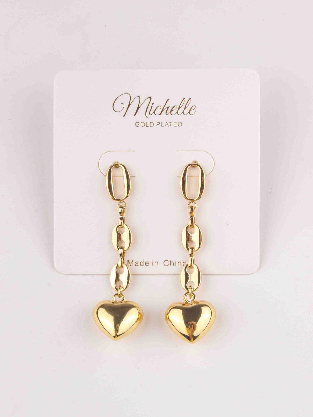 WOMEN'S GOLD PLATED HEART DROP EARRINGS