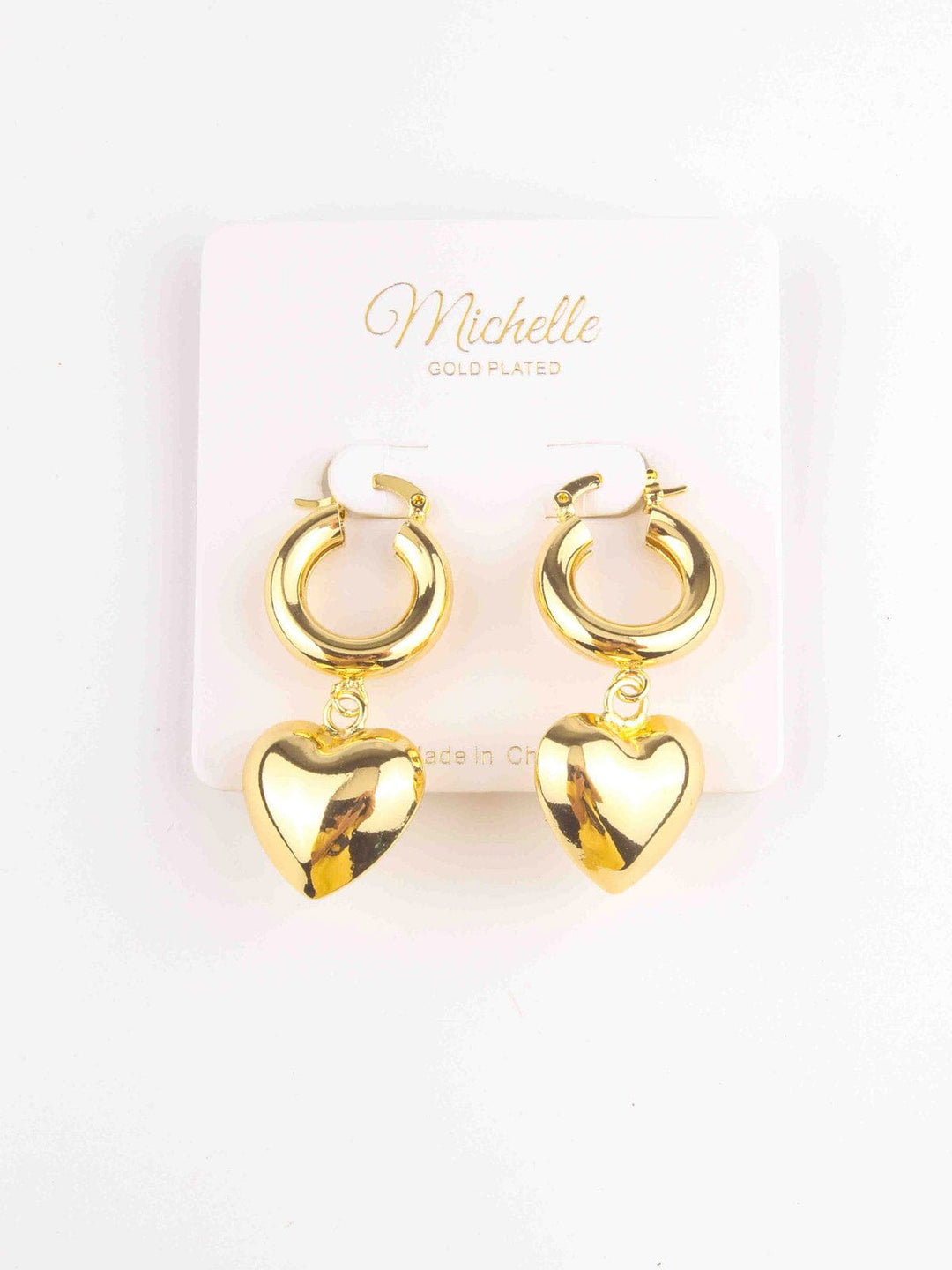 WOMEN'S GOLD PLATED HEART EARRINGS