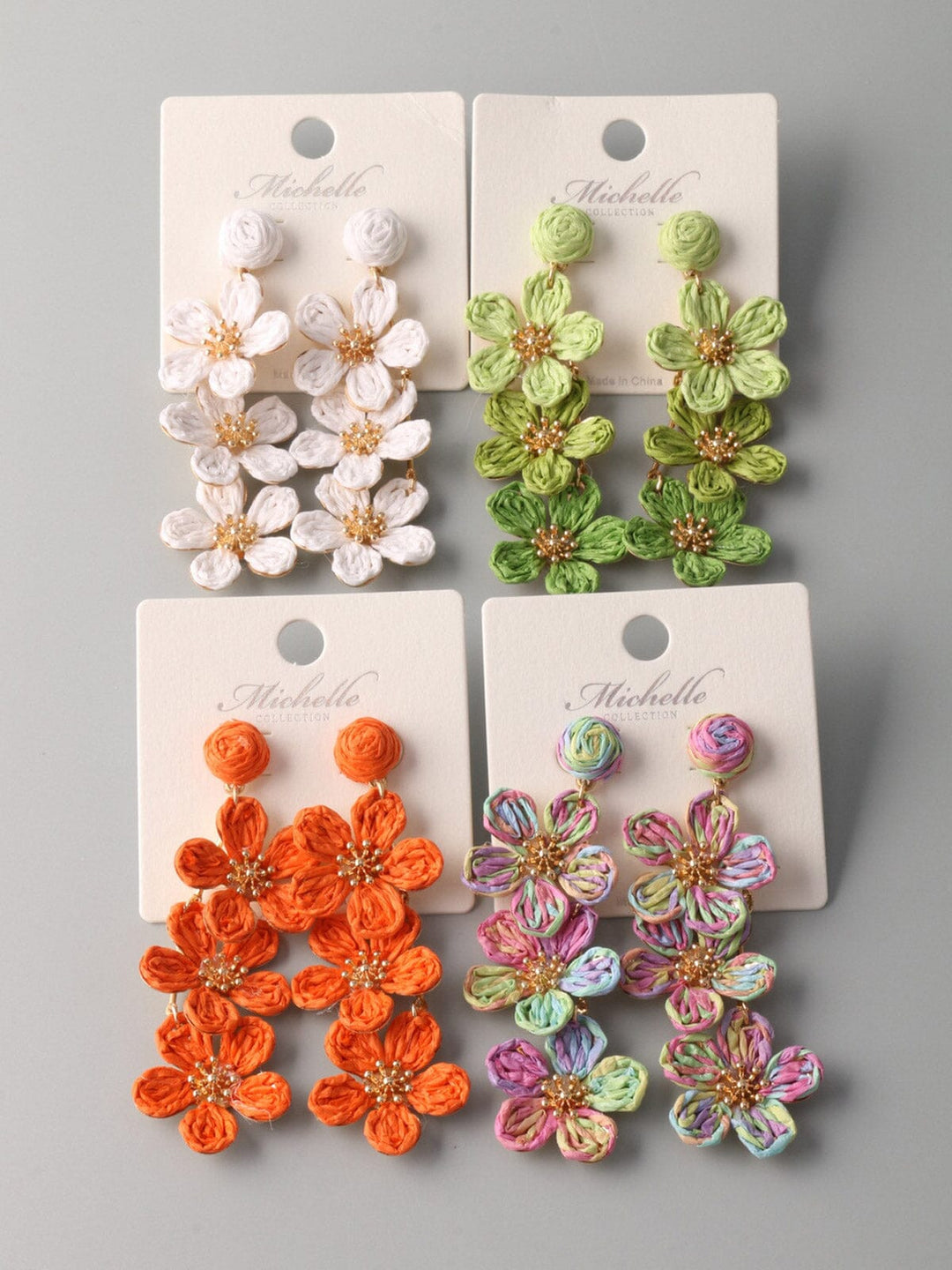 FASHION ASSORTED COLORS FLOWERS EARRINGS