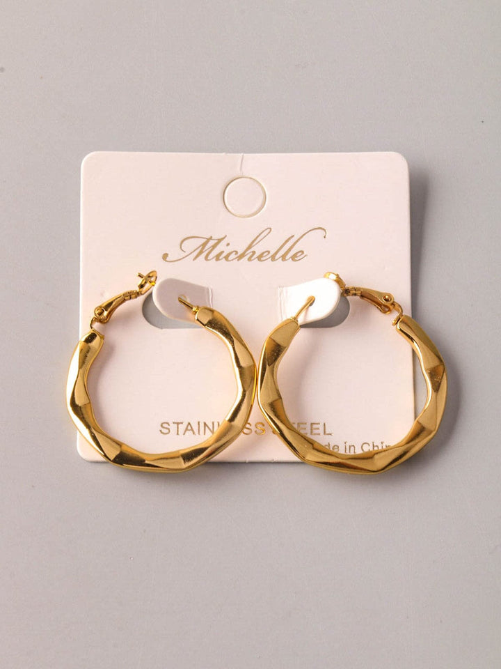 FASHION STAINLESS STEEL HOOPS EARRINGS
