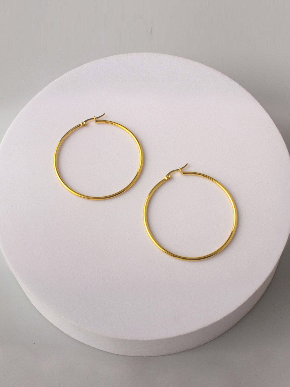 FASHION GOLD STAINLESS STEEL HOOPS EARRINGS