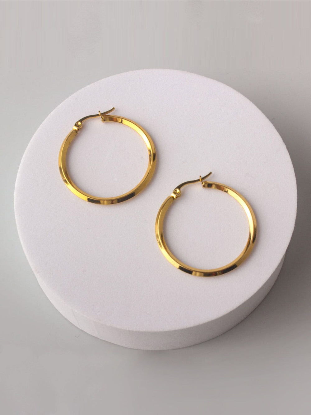 FASHION GOLD STAINLESS STEEL HOOPS EARRINGS