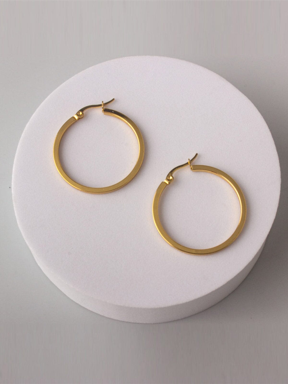 FASHION GOLD STAINLESS STEEL HOOPS EARRINGS