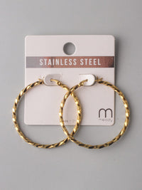 FASHION GOLD STAINLESS STEEL HOOPS EARRINGS