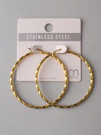 FASHION GOLD STAINLESS STEEL HOOPS EARRINGS