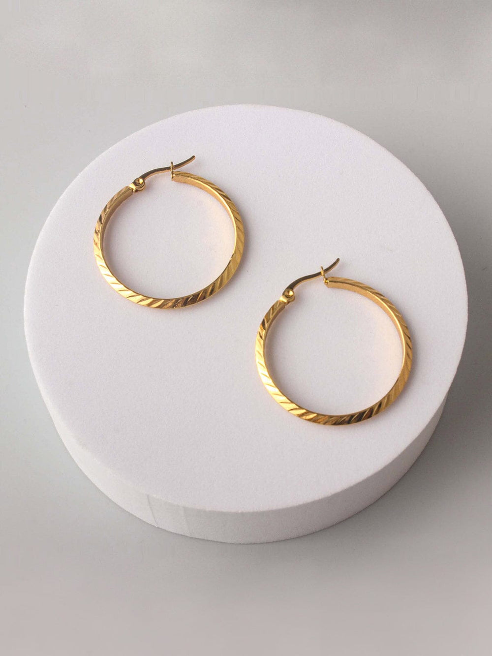 FASHION GOLD STAINLESS STEEL HOOPS EARRINGS