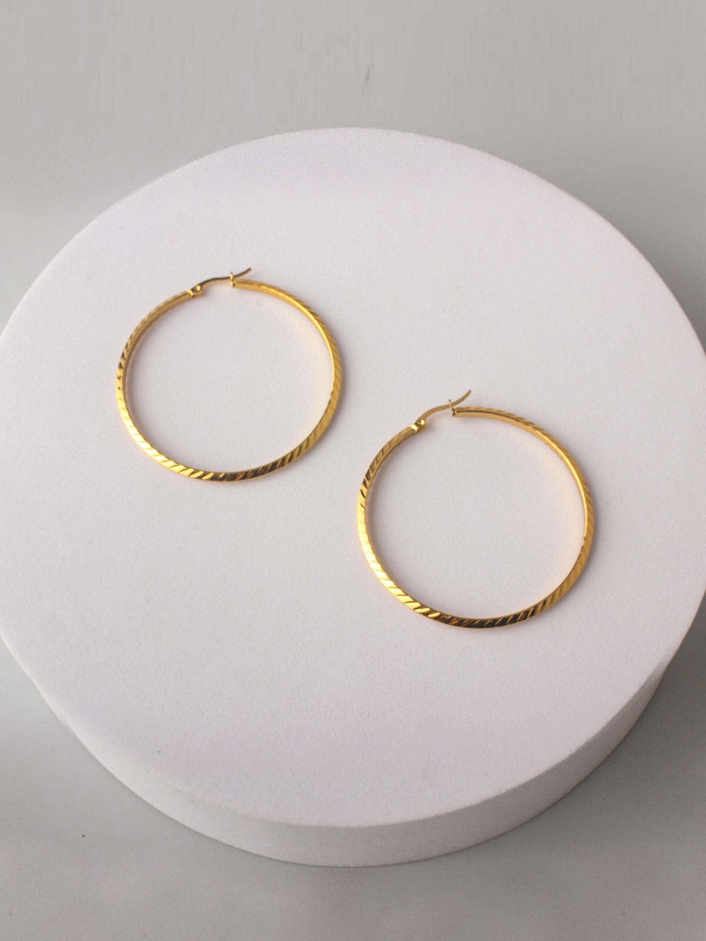 FASHION GOLD STAINLESS STEEL HOOPS EARRINGS
