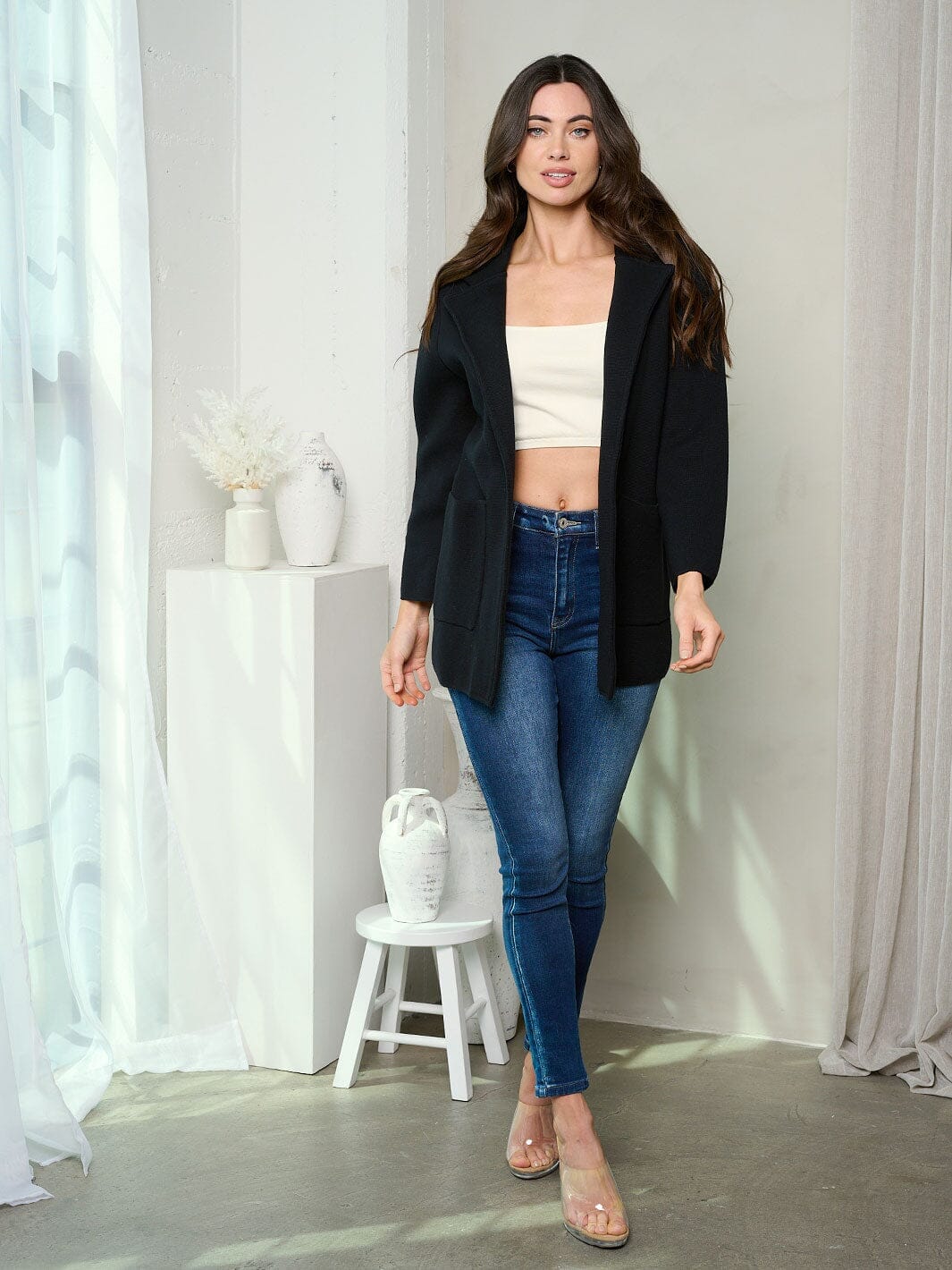 WOMEN'S LONG SLEEVE FRONT POCKETS JACKET