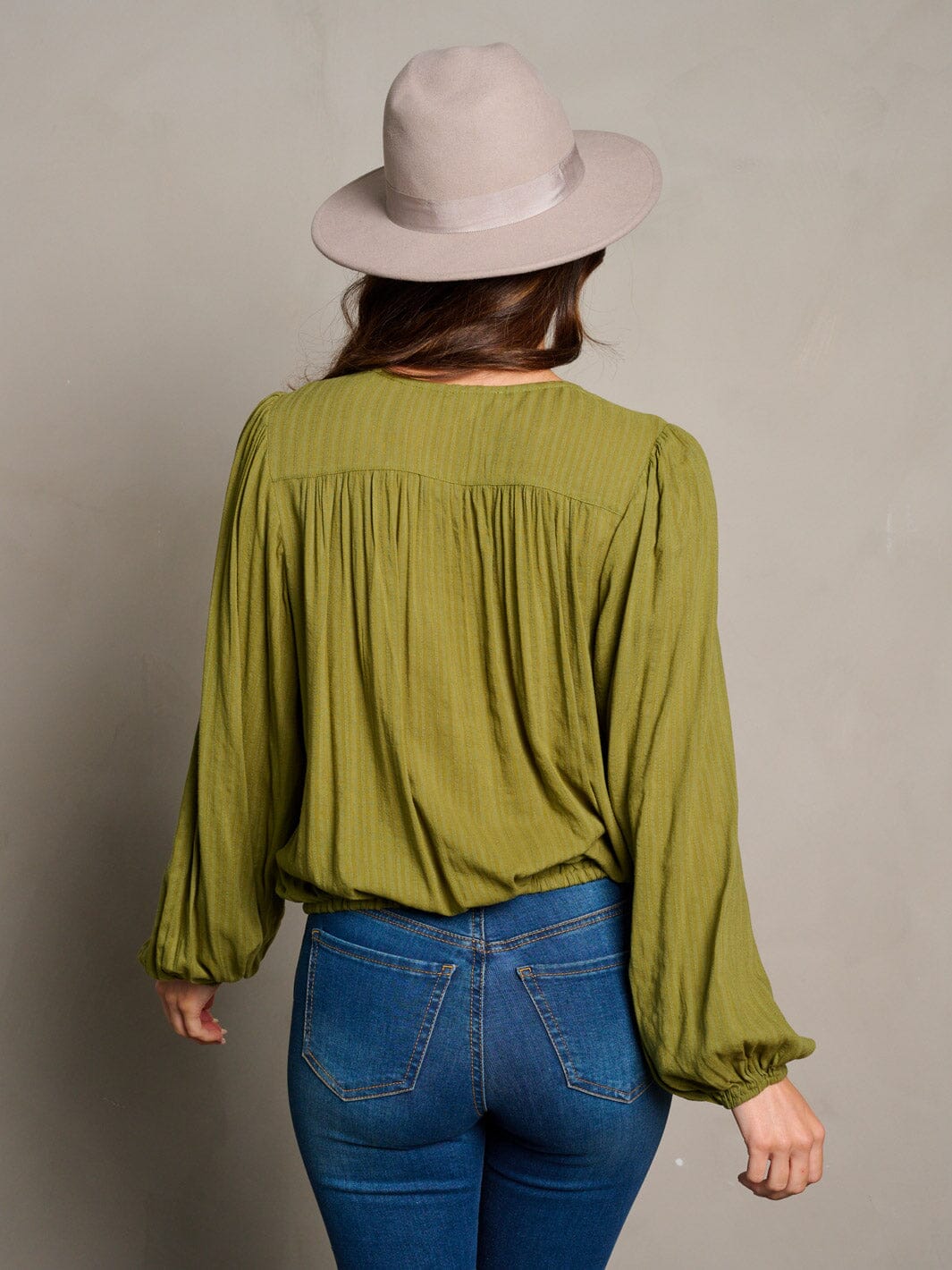 WOMEN'S LONG SLEEVE BUTTON UP SELF TIE BLOUSE TOP