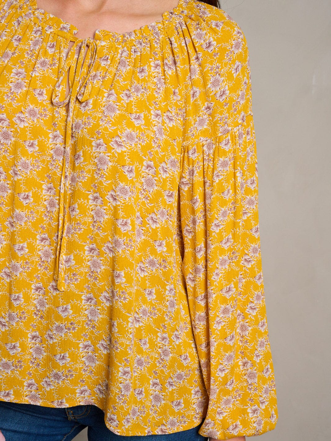 WOMEN'S LONG SLEEVE TUNIC FLORAL BLOUSE TOP