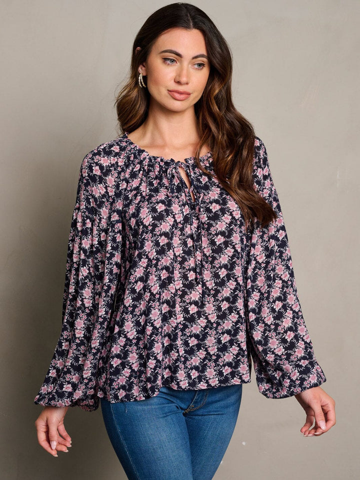 WOMEN'S LONG SLEEVE TUNIC FLORAL BLOUSE TOP