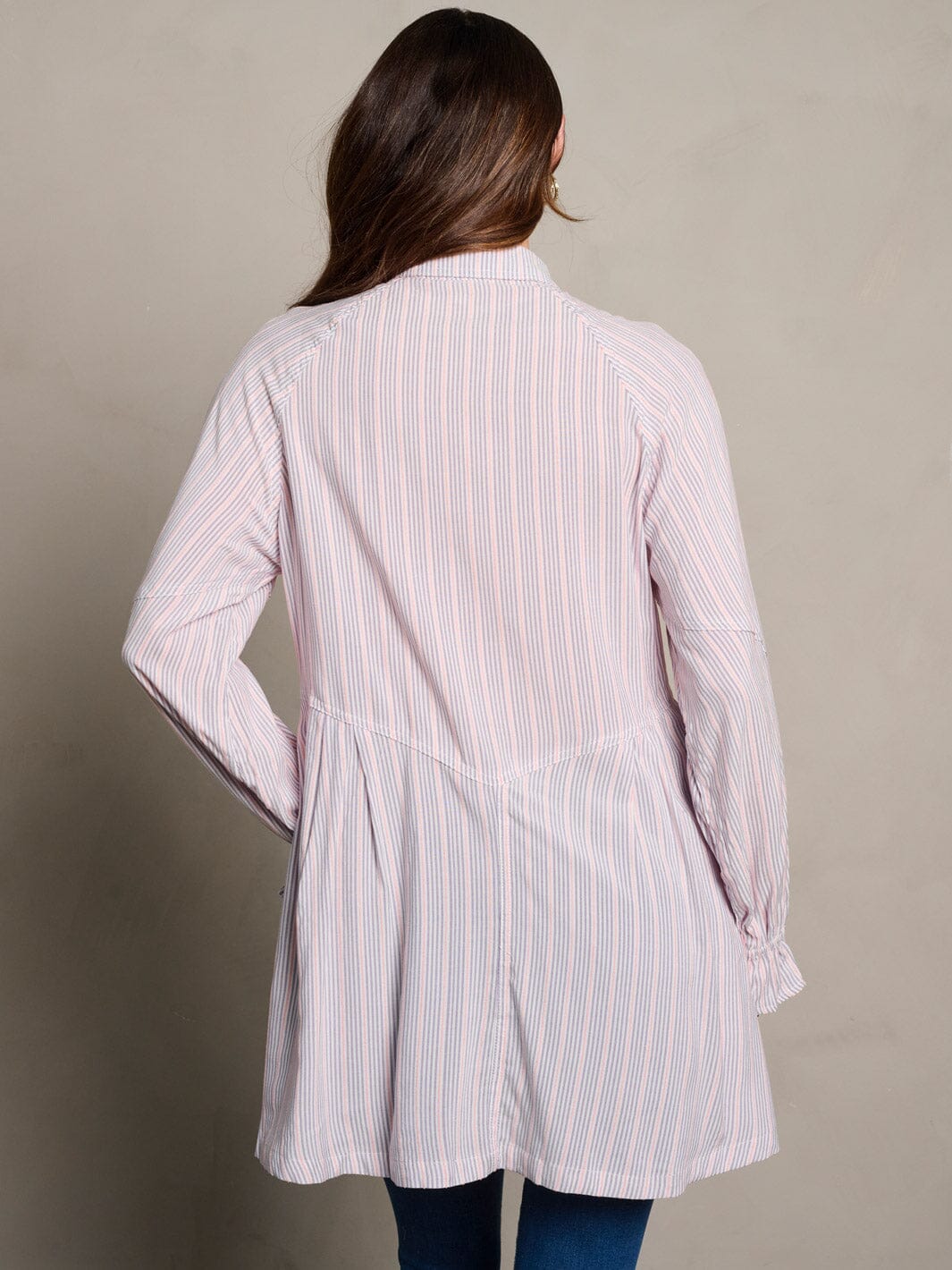 WOMEN'S LONG SLEEVE STRIPES BUTTON UP TUNIC BLOUSE TOP