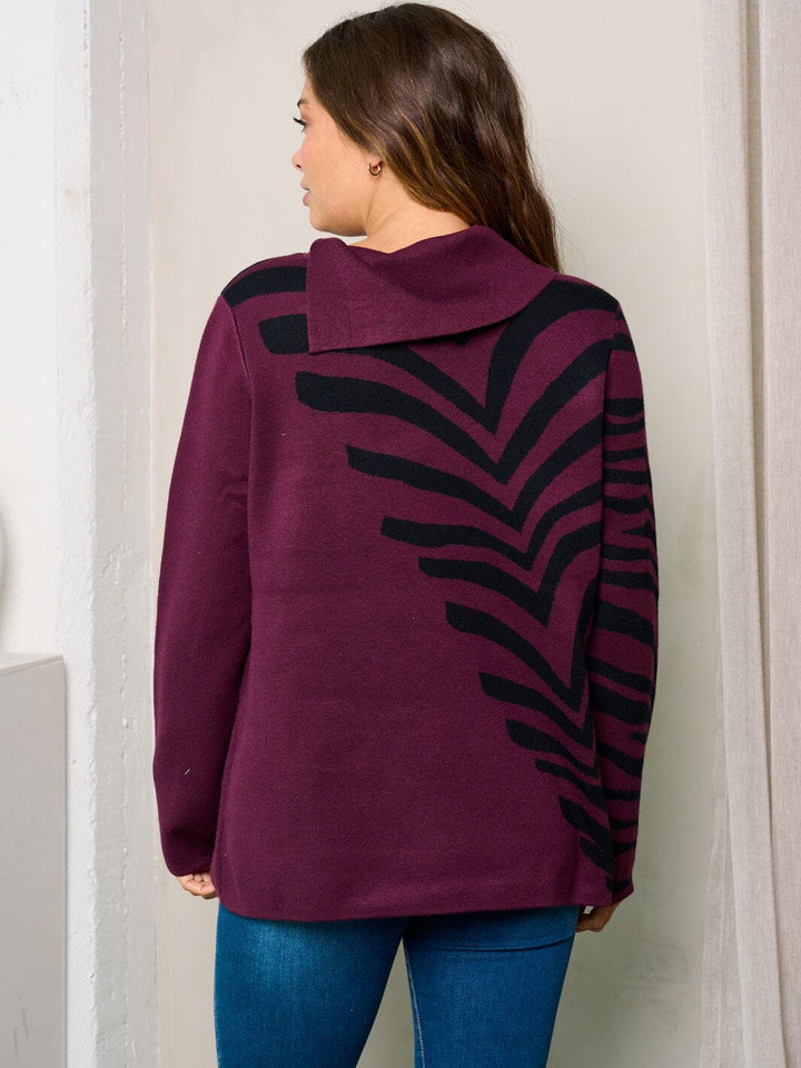 WOMEN'S LONG SLEEVE COWL NECK DETAILED TUNIC TOP