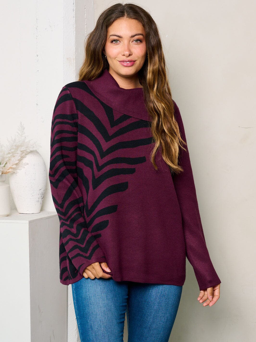WOMEN'S LONG SLEEVE COWL NECK DETAILED TUNIC TOP