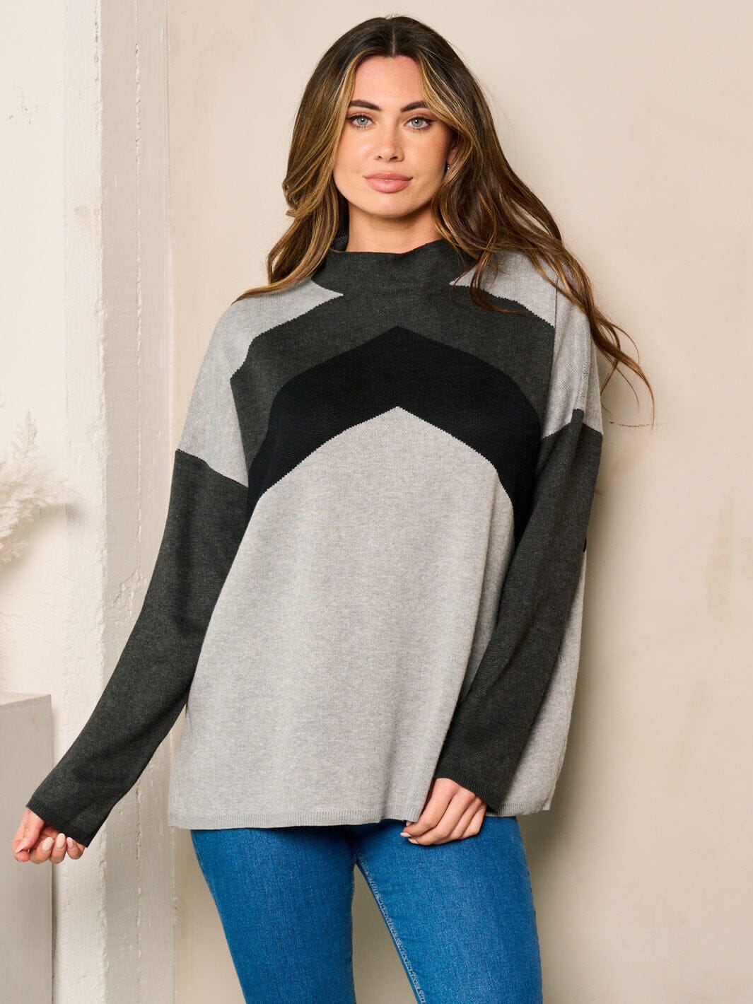 WOMEN'S LONG SLEEVES MOCK NECK TUNIC TOP