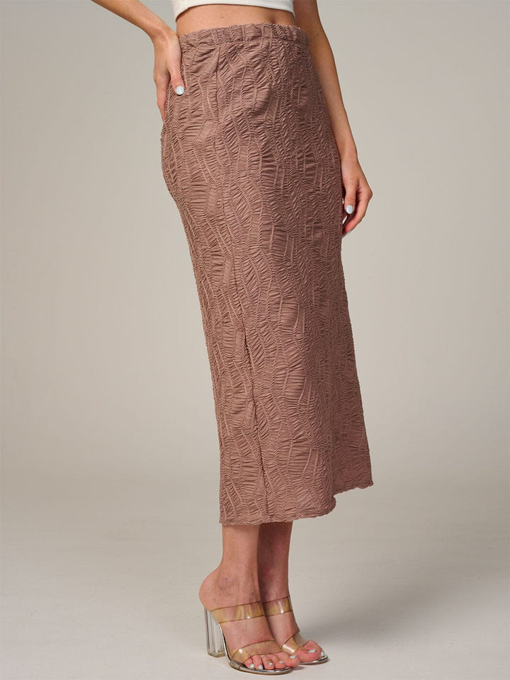 WOMEN'S ELASTIC WAIST RUCHED DETAILED MAXI SKIRT