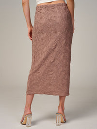 WOMEN'S ELASTIC WAIST RUCHED DETAILED MAXI SKIRT