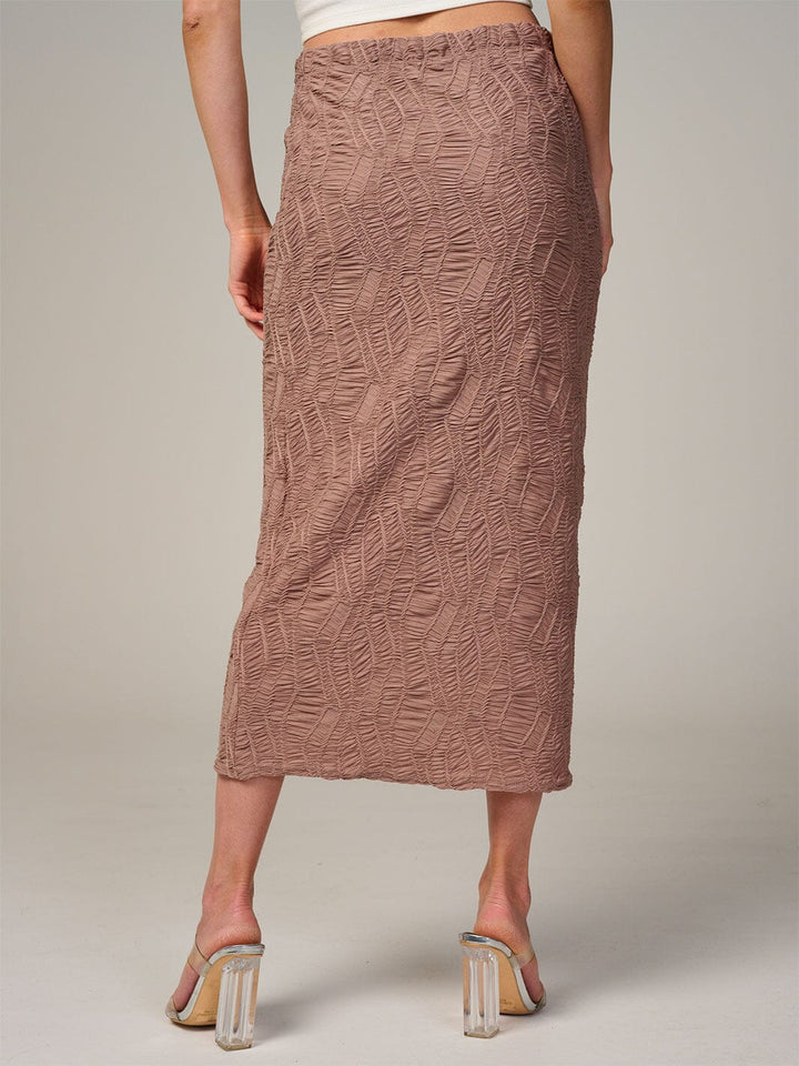 WOMEN'S ELASTIC WAIST RUCHED DETAILED MAXI SKIRT