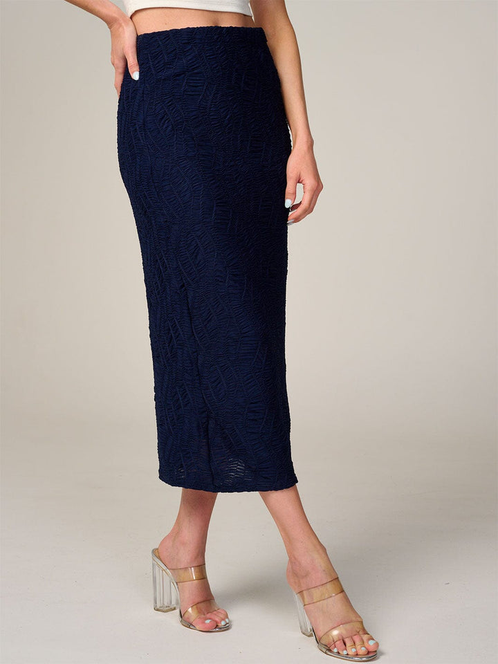 WOMEN'S ELASTIC WAIST RUCHED DETAILED MAXI SKIRT